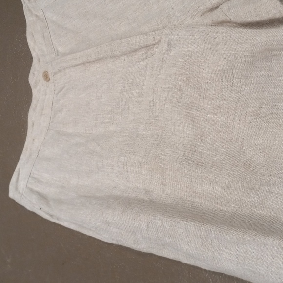 **VINTAGE**CRISTIAN TRAPANI OATMEAL COLORED 100% LINEN CAPRIS WITH POCKETS - Picture 13 of 16